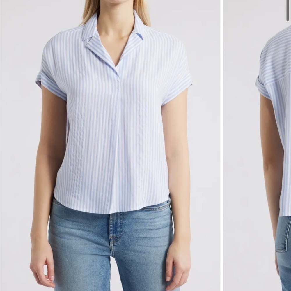 NWT Beach Lunch Lounge Denise Striped Shirt Size Large 100% Cotton Beachy Boho